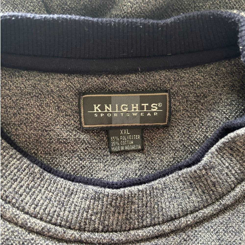Vintage 90s Knights Sportswear Mens Striped Sweater XXL Grey Grunge Oversized - Picture 3 of 3